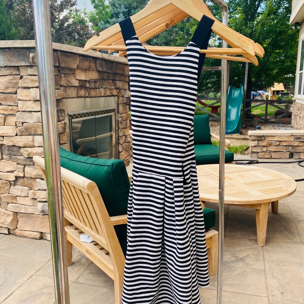 Black and white striped cross back dress